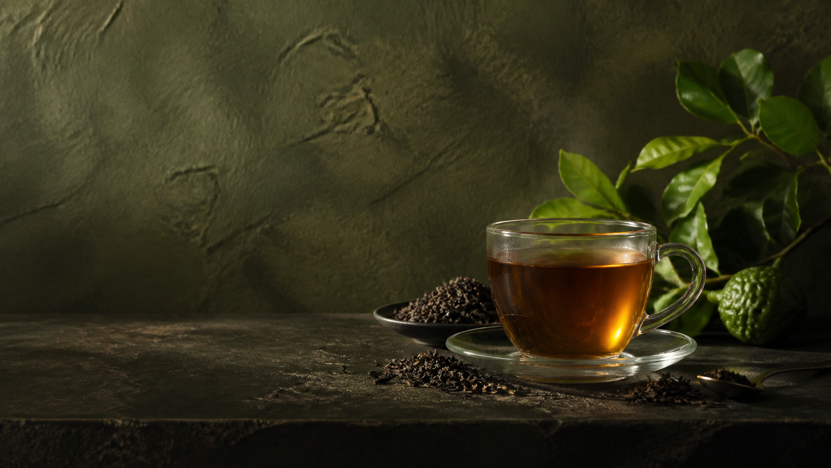 Glass cup of amber tea